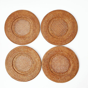 Handmade Rattan Charger Plates Boho Rattan <b>Placemat</b> OEM Eco Friendly <b>Placemat</b> <b>Wicker</b> Charger Plate From Vietnam Factory - Product Image 1