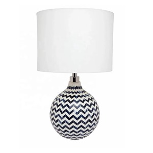 Geometric Pattern Bone Inlay Table <b>Lamp</b> Without <b>Shade</b> Elegant Electric Nightstand <b>Lamp</b> <b>for</b> Living Room Tabletop Showcase Decor - Product Image 1