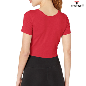 Diseño Popular Gimnasio Algodón Color claro Manga corta Crop Top Camisetas Transpirable O Cuello Camisetas para la venta - Product Image 2