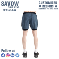 Shorts de sport 2-en-1 pour hommes à taille haute avec cordon de serrage, doublure de compression intégrée, anti-humidité et motif avant