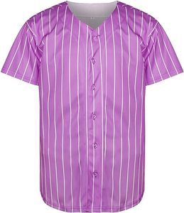 Maillot de baseball à rayures boutonnées, col en V, manches courtes, uniforme d'équipe, sublimation, vêtements de sport vierges - Product Image 5