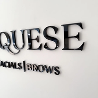 Lettres en acrylique noir mat, logo d'entreprise personnalisé, lettres en miroir 3D, enseigne durable, résistante à la pluie, intérieur/extérieur, devanture de magasin