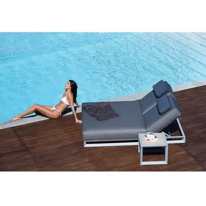 고급 대형 야외 빈티지 알루미늄 프레임 라운지 수영장 의자 호텔 리버사이드 라운지 비치 의자 수영장 용