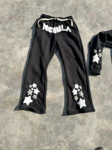 Pantalons de survêtement à jambe droite en éponge française pour hommes pantalons de survêtement pour hommes pantalons de survêtement délavés avec logo personnalisé - Product Image 6