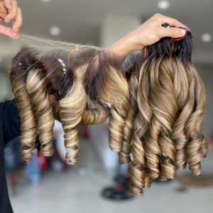 ผมแท้คุณภาพสูงแบบออมเบรไฮไลท์สีสันสดใส พร้อมผมปิดหน้าผากและผมเป็นมัดสำหรับทำวิก - Product Image 1