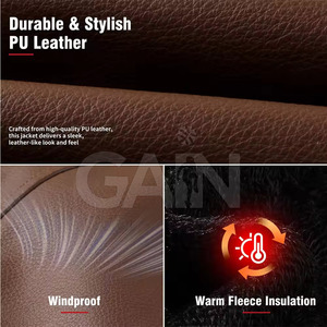 Blouson en cuir pour homme hiver 2026, grande taille, à capuche, logo frontal, écologique, respirant, approvisionnement direct d'usine - Product Image 6