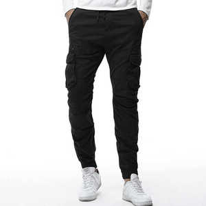 Vente en gros de pantalons cargo grande taille personnalisés respirants pour hommes coupe ample taille élastique 100% coton tissu de toile délavé foncé Service OEM - Product Image 3