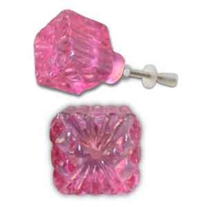 Square <b>Pink</b> Victoria Emerald Crystal Glass <b>Knob</b> for Kitchen & Wardrobe <b>Drawer</b> Cabinet Handle Pulls & Furniture <b>Knobs</b> Pull Handle - Product Image 2