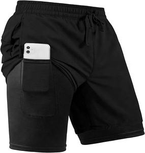 Ventas calientes Fitness 2-en-1 Shorts Pantalones cortos deportivos para hombres Pantalones cortos para correr cómodos y transpirables - Product Image 3