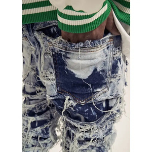 Pantalones vaqueros para hombre 2025, venta al por mayor, pantalones vaqueros de mezclilla con dobladillo crudos hechos a mano de alta calidad personalizados para hombre - Product Image 5