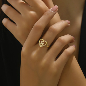 Anelli personalizzati con lettere personalizzate da donna placcati in oro con anello personalizzato con lettere personalizzate <span class=keywords><strong>gioielli</strong></span> per bambine - Product Image 5