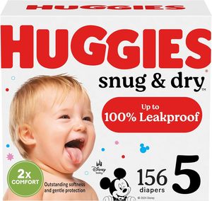 ผ้าอ้อมฮักกี้ส์ ไซส์ 5, ผ้าอ้อมเด็กแบบ Snug & Dry, ไซส์ 5 (มากกว่า 27 ปอนด์), 156 ชิ้น - Product Image 4
