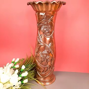 Statement Copper Flower Vase Trio for Living Room Table Office <b>Shelf</b> or <b>Mantel</b> Minimalist Design for Classy Decor Style - Product Image 2
