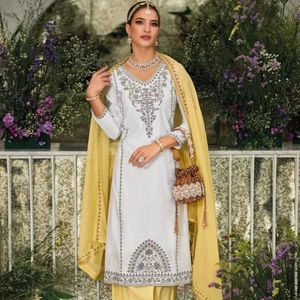 Conjunto de Palazzo de 3 Piezas para Mujer, Estilo Indio, con Bordado Elegante, Tela Georgette de Secado Rápido, Ideal para Bodas y Diwali, Marca SHIV FASHION - Product Image 1