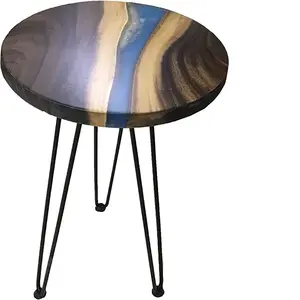 Table à manger en bois époxy sur mesure, Table basse circulaire, support à thé, tabouret, meubles, fêtes intérieures, support à café