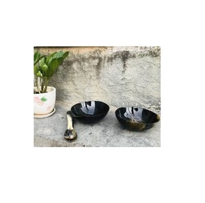 ชามบัฟฟาโล่พร้อมเซิร์ฟเวอร์,ชามเขาควายพร้อมช้อนสำหรับสลัดผลไม้พร้อมเดิมพันขัดเงาสำหรับชาม2เขาสัตว์ - Product Image 1