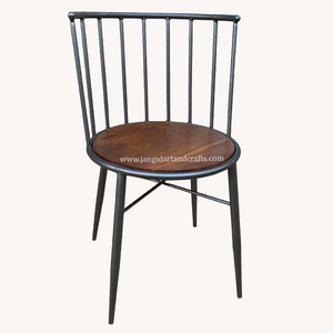 Venta al por mayor restaurante industrial metal hierro acero y madera restaurante silla en cobre bronce Negro estilo industrial muebles - Product Image 2