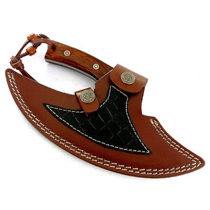 Couteau Ulu en acier Damas avec manche en bois Couteau Ulu à vendre au prix de gros Meilleure hache à pizza - Product Image 3