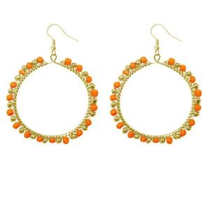 Boucles d'oreilles Urthn Fine Dangle Multi Beads forme ronde Dangler or Plated-1309021L - Product Image 1