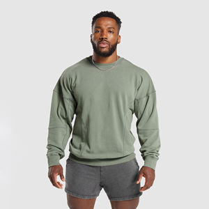 Personnalisé 380gsm Lourd Épais Surdimensionné DTG Impression Acide Lavé Vintage À Manches Longues Recadrée Ras Du Cou Sweat Hommes - Product Image 1