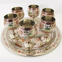 Verres de gobelet de marque antique en aluminium moulé de qualité supérieure plaqué or de haute qualité à un prix impressionnant