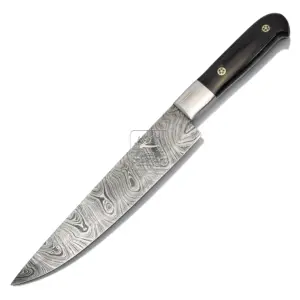 Cuchillo de cocina de acero de Damasco de estilo japonés de gran venta, cuchillo de Chef afilado profesional con mango de cuerno de búfalo