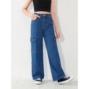 OSCA INTERNATIONAL Women's High Rise Dark Blue <b>Denim</b> Jeans 6-Pocket Cargo <b>Stretch</b> Fabric Breathable Eco-Friendly Durable Vintage - Product Image 4