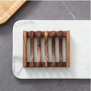 Porte-savon moderne en bois d'acacia avec fentes de drainage pour la salle de bain à domicile - Product Image 5