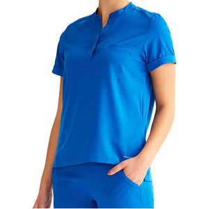 เสื้อสครับคอจีนสำหรับผู้หญิงเสื้อสครับสีแดงเสื้อขัดทางการแพทย์สำหรับผู้ชายผู้หญิง - Product Image 3