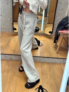 Pantalones holgados de cintura alta sólidos elegantes moda mujer primavera otoño Y2K Retro bolsillo pantalón de pierna ancha Casual pantalón de chándal pantalones sueltos - Product Image 3