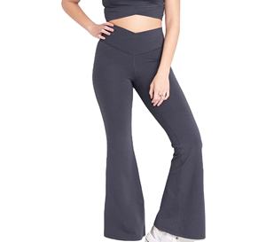 Leggings évasés taille haute vert XL pour femmes Logo élastique collants de Yoga d'entraînement d'hiver pantalon de gymnastique Style de rue maille Spandex - Product Image 2