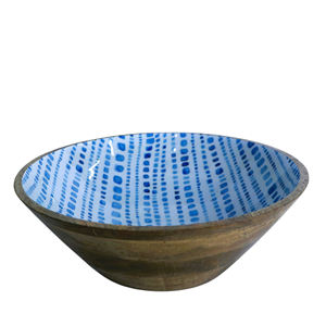 Stylish Wooden Serving <b>Bowl</b> with Elegant <b>Enamel</b> Print Design Sustainable Elegant Salad & Fruits <b>Bowl</b> for Parties - Product Image 6