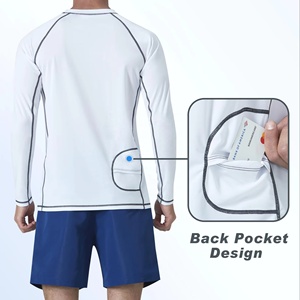 เสื้อสเวตเชิ้ตคอกลมแบบเย็บด้วยเข็มคู่ ออกแบบมาเพื่อการปรับรูปร่าง ใช้ได้หลากหลายกับชุดว่ายน้ำป้องกันรังสียูวี UPF 50+ สำหรับออกกำลังกาย - Product Image 3