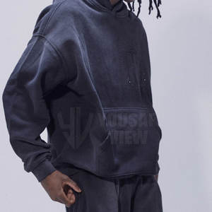 Survêtement à capuche respirant pour hommes avec strass décontracté solide impression vêtements d'hiver à vendre en ligne - Product Image 3