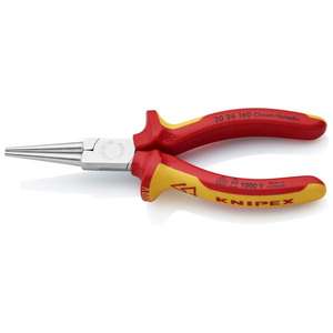 Alicates de punta larga Knipex cromados con mangos multicomponentes aislados, probados con VDE, con mordazas redondas largas - Product Image 1
