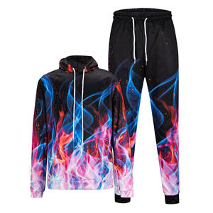 Custom Sublimation Printed Men Tracksuit Set OEM Breathable Polyester Fleece Hoodie & Jogger Sweat Suit Winter - Product Image 1