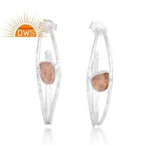 Vente chaude en argent Sterling naturel Rose Quartz pierres précieuses boucle d'oreille bijoux personnalisés pour les femmes cadeau pour elle - Product Image 1
