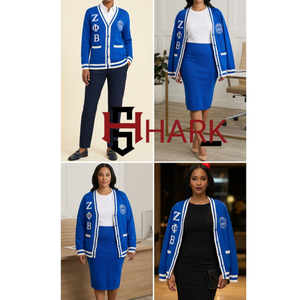 Sorority Zeta Phi Beta Winter <b>Cardigan</b> Skirt Sets Women's 100% Acrylic Knitted <b>Chenille</b> ZPB Letters Embroidered Crest Thick - Product Image 4