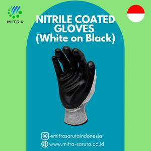 Gants de sécurité en nitrile noir de calibre 13, taille XL, antidérapants, anti-chaleur, caractéristiques de protection pour la construction à usage général, blanc - Product Image 1