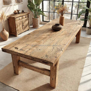 Table à manger en bois massif moderne faite à la main avec des meubles de style farmhouse écologiques pour la décoration de la maison - Product Image 4
