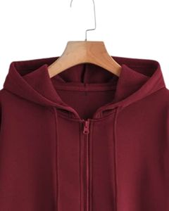 Sweat à capuche zippé marron pour femme, sweat-shirt à capuche décontracté surdimensionné, veste en polaire douce, streetwear d'hiver, mode - Product Image 4