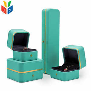 Gold Ring <strong>Box</strong> Leather <strong>Jewelry</strong> <strong>Box</strong> Velvet with Gold Trim Border for Bracelet Necklace Pendant <strong>Jewelry</strong> Sets - Product Image 3