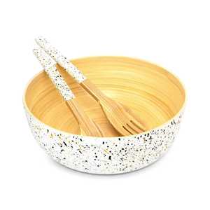 Ensemble de serveurs à salade à poignée en résine MOITIÉ ROND Aussi Ensemble d'outils de cuisine en bois de manguier d'acacia naturel Disponible Fabriqué en Inde - Product Image 3