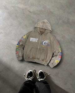 2024 Sudadera con capucha de lavado ácido de gran tamaño para hombres Custom 100% Cotton High Quality Vintage Washed Heavyweight-OEM Blank Manufacturer - Product Image 2