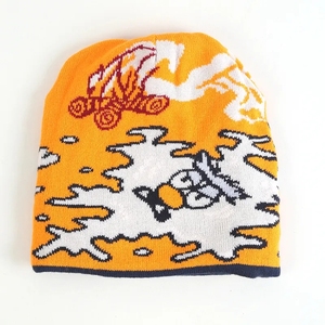 Diseño OEM All Over Print Jacquard Cuffless Winter Skull Cap Unisex Knitted Hat European Otoño Invierno Men's Knit Beanies Hat - Product Image 2