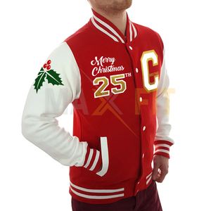 2025 Customized MAXFIT ENTERPRISES Men's Varsity <b>Jacket</b> <b>Christmas</b> Patch Stand Front Good Quality Canvas Multiple Colors - Product Image 1