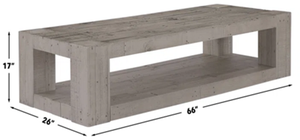 Linage Corporation Dajonae Table basse en bois de pin massif de 66 po au design moderne fini en gris vieilli - Product Image 5