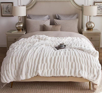 Texture douce Aide au sommeil écologique pour le sommeil au lit Fourrure confortable Couverture en peluche en fausse fourrure de lapin Literie confortable Sommeil confortable