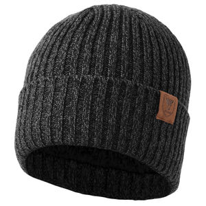 Gorro de lana Polar grueso térmico de invierno 100% gorro de calavera de lana patrón de lazos gorro de calavera de nieve de punto para hombres mujeres playa aplicable - Product Image 1