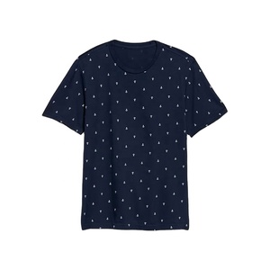 T-shirt imprimé bleu marine pour hommes T-shirt en coton décontracté à manches courtes et col rond avec imprimé graphique mignon T-shirt en coton d'été - Product Image 1